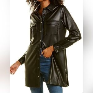 Anne Klein long leather shacket
